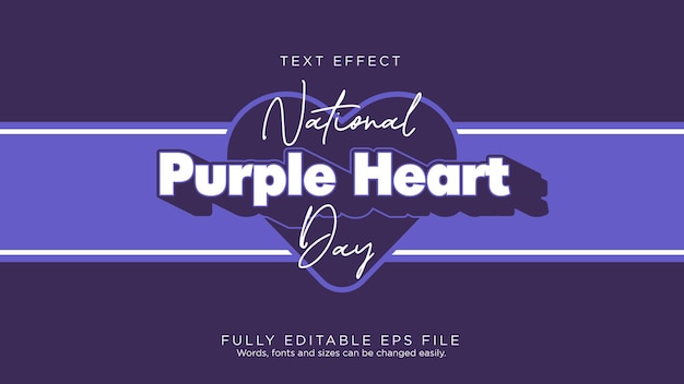 Purple Heart Day with icon Text Effect Font Style