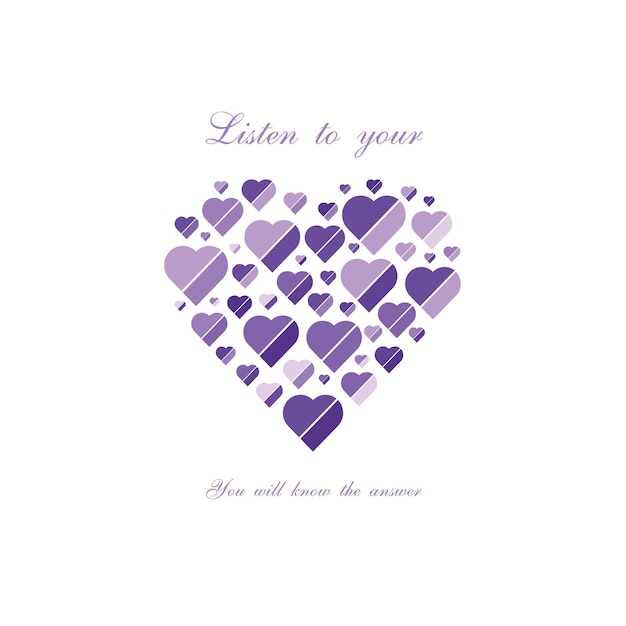 Purple hearts illustration Vector background