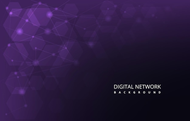 Purple Hexagon Digital Network Connection Internet Technology Background