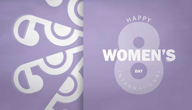 Purple international women's day flyer with luxury white ornament