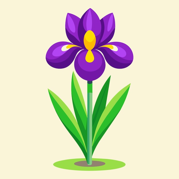 Vector purple iris bloem cartoon plant