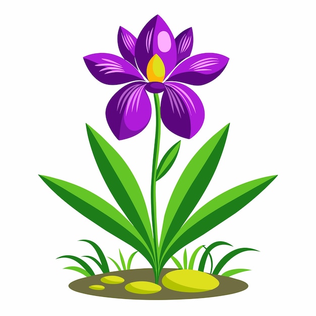 Vector purple iris bloem cartoon plant