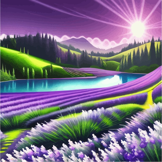 Vettore fiore di lavanda viola fiore di lavanda viola profumato illustrazione per prodotti sanitari di profumeria