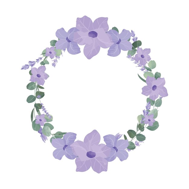 Vector purple lavender wreath flower frame background