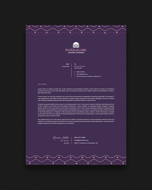 Vector purple letterhead