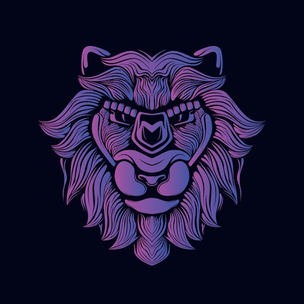 Purple lion head illustration