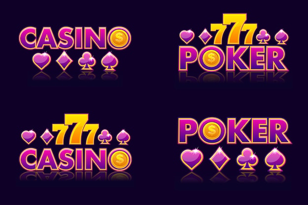 보라색 로고 아이디어 텍스트 Casino And Poker.