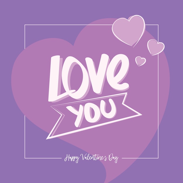 Vettore carte per il giorno di san valentino viola love you