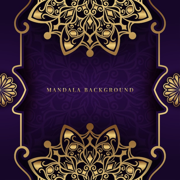 Purple luxury background with gold mandala ornament