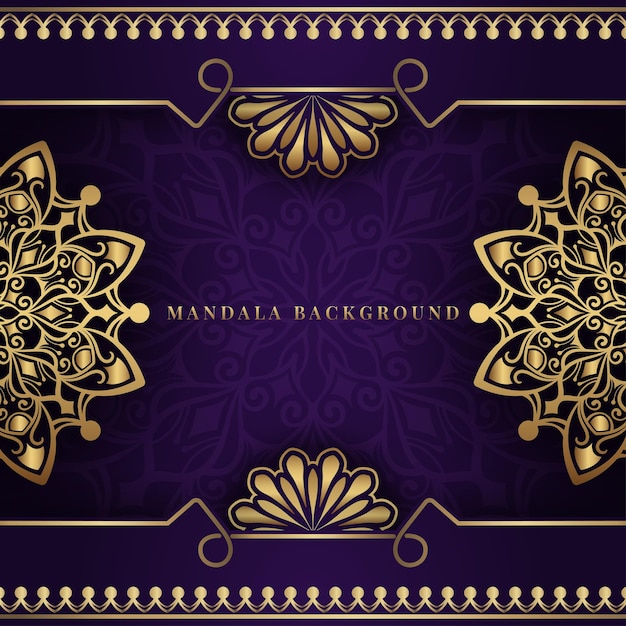 Purple luxury background with gold mandala ornament