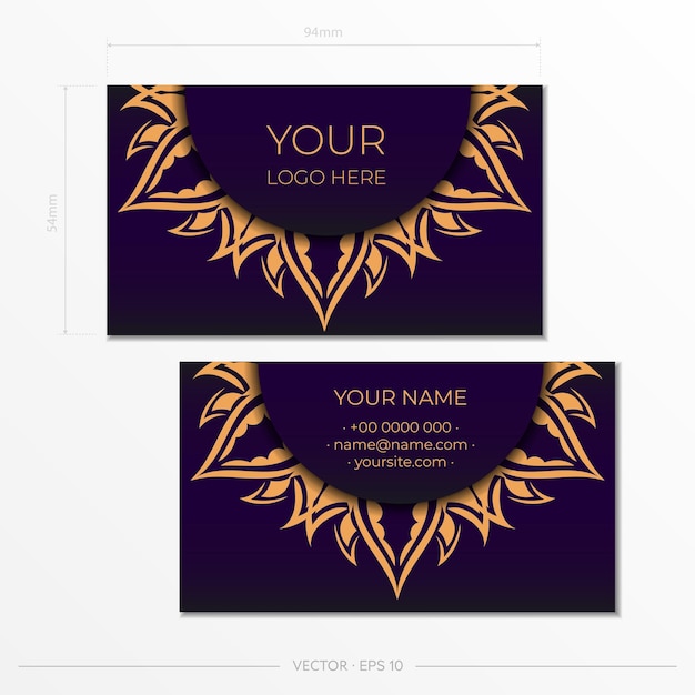 Purple luxury Business cards Decorative business card ornaments oriental pattern illustration