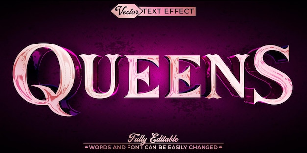 Purple Luxury Elegant Queen Векторный редактируемый шаблон текстовых эффектов