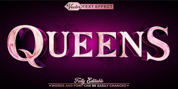 Vector purple luxury elegant queen vector editable text effect template