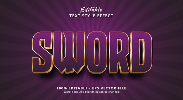 Редактируемый текстовый эффект Purple Luxury Sword Gaming