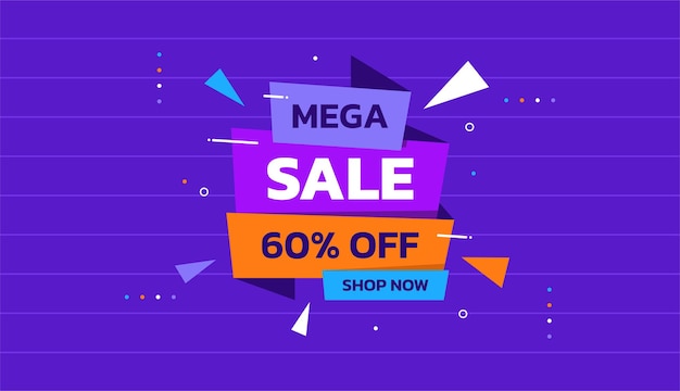 Purple mega sale banner vector template