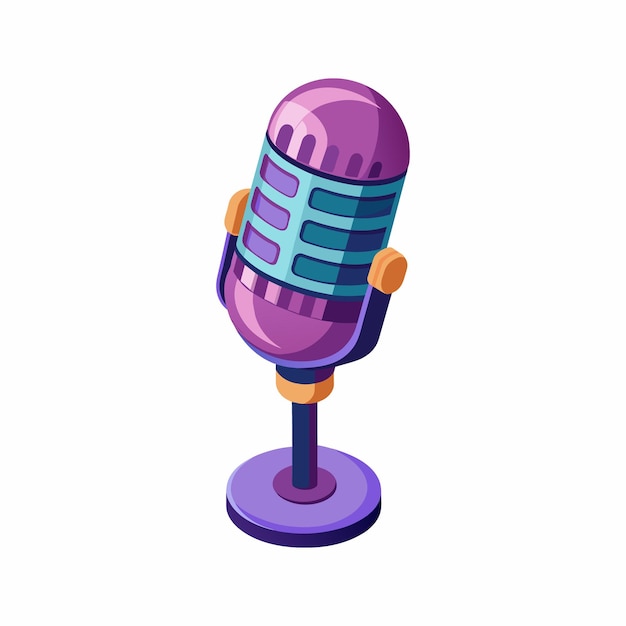 Vector a purple microphone with a blue and silver design on the top