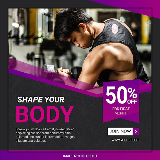 Purple Modern Abstract Sport And Gym Banner Template Vector