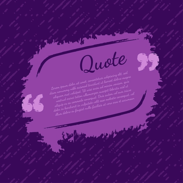 Фиолетовая рамка цитаты современной коммуникации с абстрактным мазком кисти