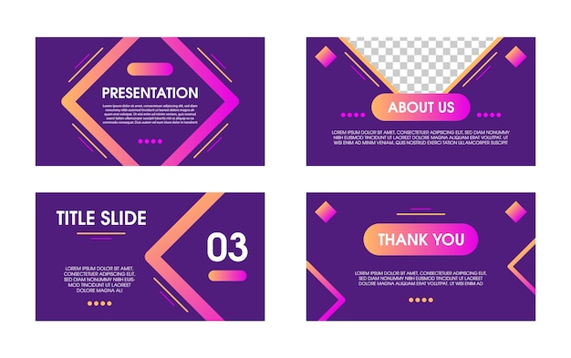 Purple modern powerpoint presentation templates set. Use for keynote presentation background