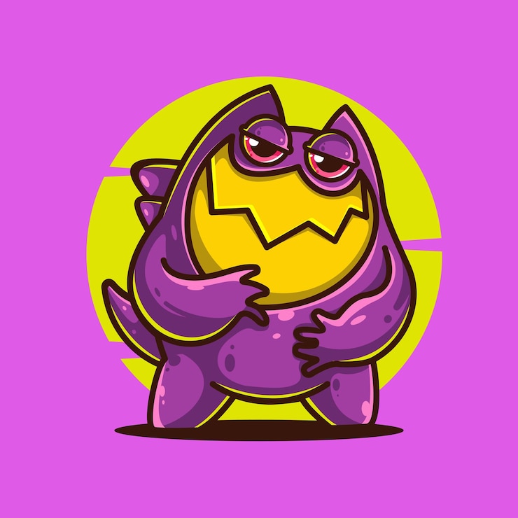 Vector purple monster cartoon vector icon illustration