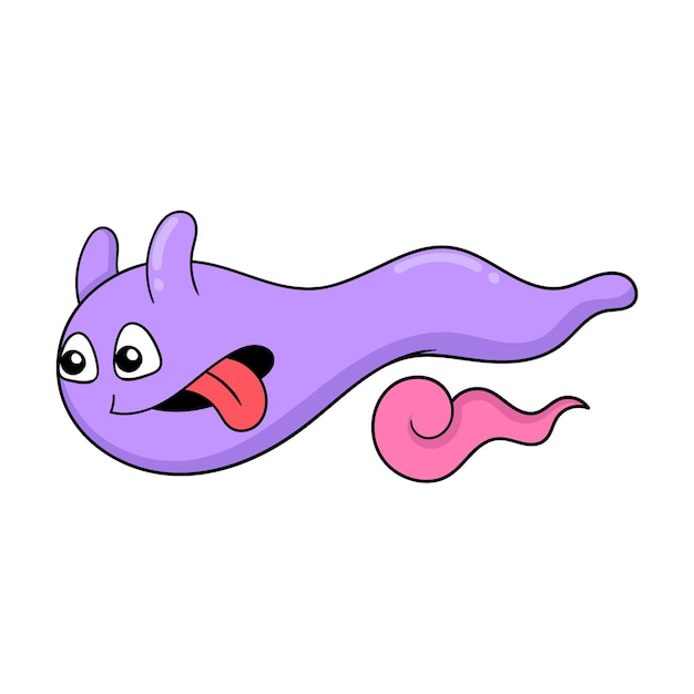 Purple monster flying cute face doodle icon image kawaii