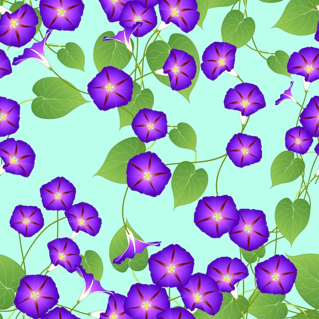 Vector purple morning glory op groene munt achtergrond