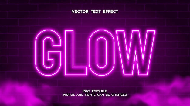 purple neon glow editable text effect