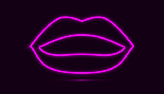 ベクトル 暗い背景に分離された紫色のネオン唇