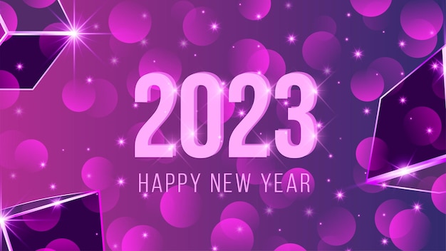 Purple new year 2023 template design for social media, banner, poster