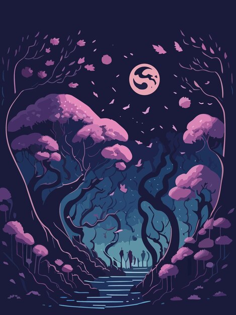 Notte viola nella foresta