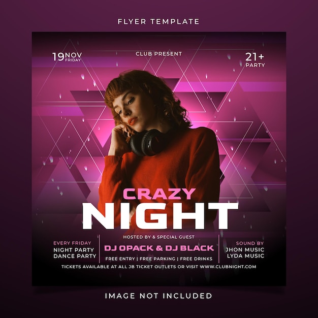 Purple night party flyer template