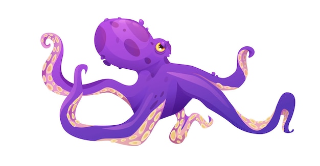 Vector purple octopus cartoon vector illustration sea cute animal