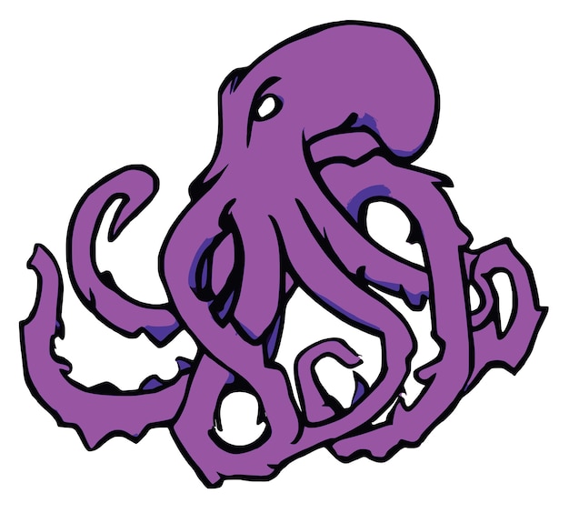 Vector purple octopus squid kraken sticker