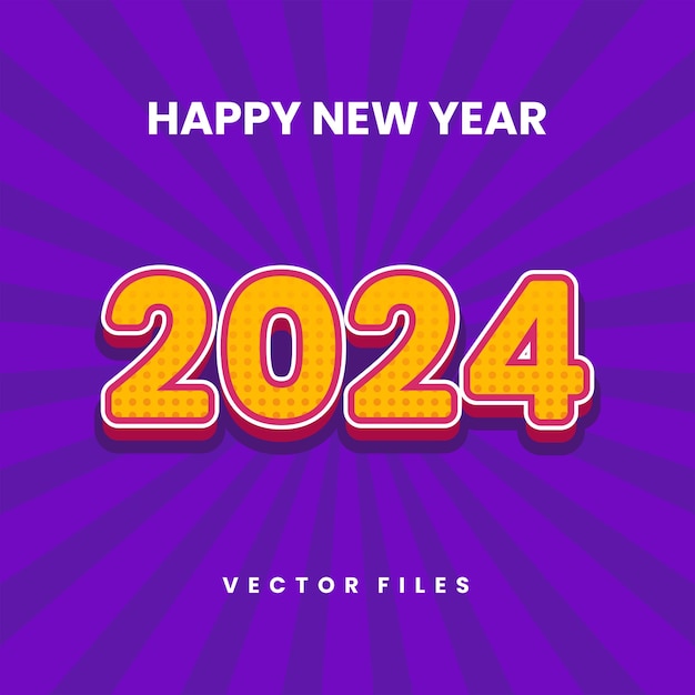 Purple Orange 2024 New Year Vector
