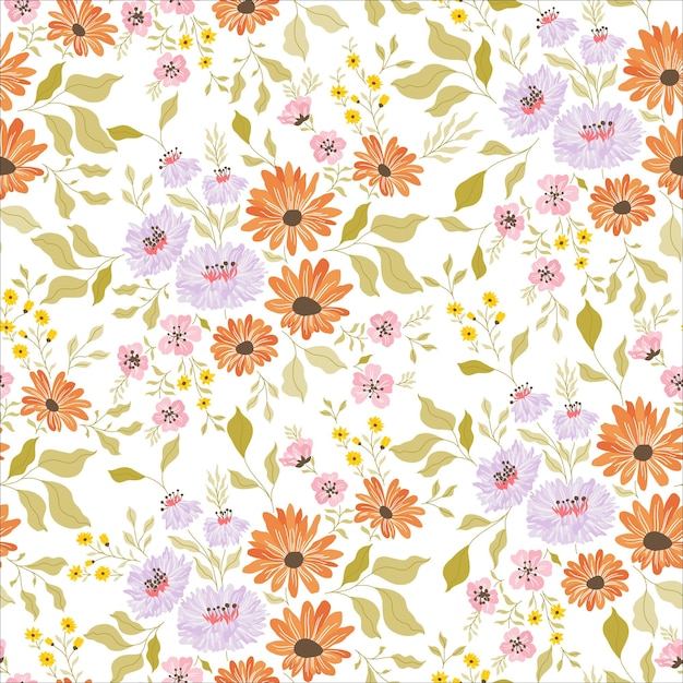 Purple and orange flowers pattern