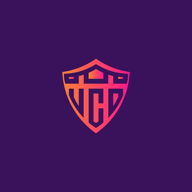 A purple and orange logo for ucd.