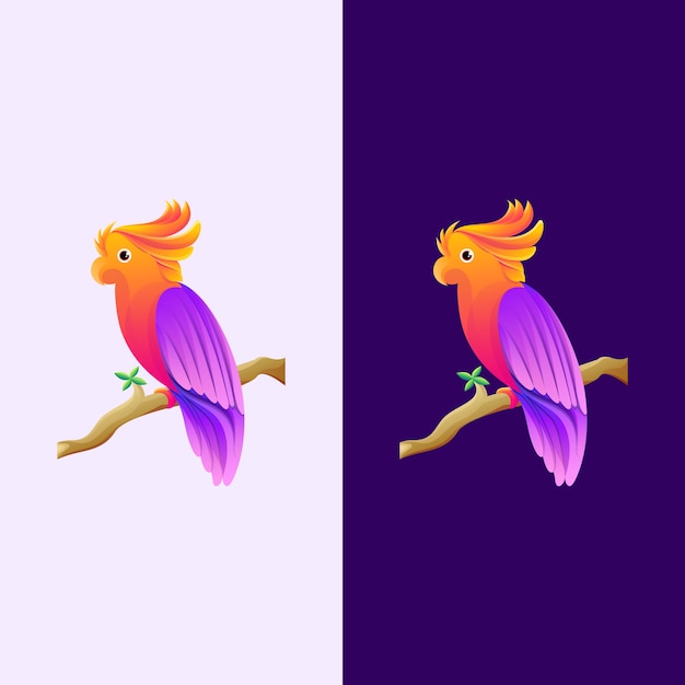 Vector purple and orange parrot logo