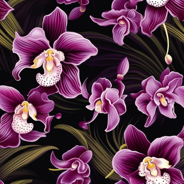 purple orchids with a green background