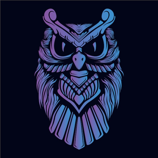 Purple owl head illustration