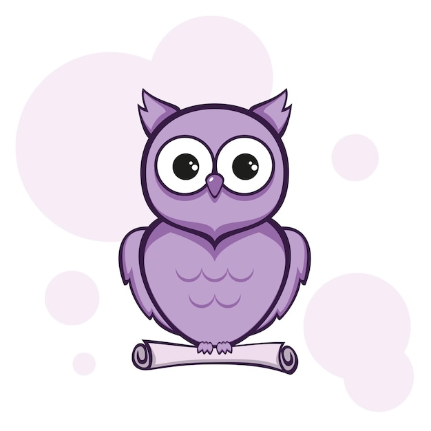 Vector purple owl with document