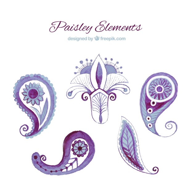 Purple paisley elements