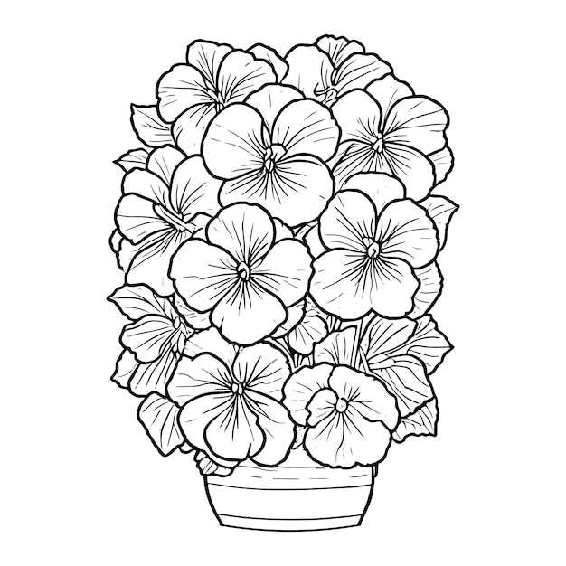 purple pansies drawing outline pansy flower drawing pansy flower bouquet vector pansy flower art