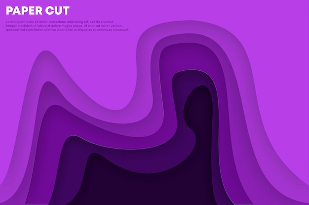 3d抽象的な背景と紫色の波のレイヤーと紫色の紙カットバナー