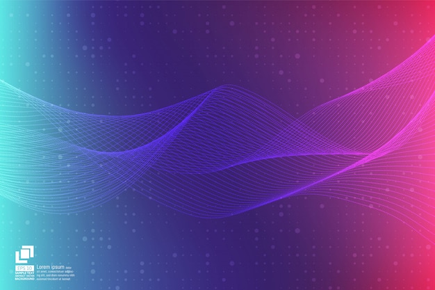 Purple particle line wave abstract background modern design with copy space