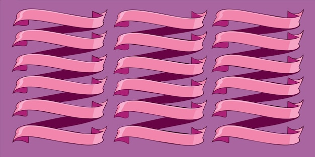 Vettore una bandiera viola e rosa con il nastro rosa su di essa