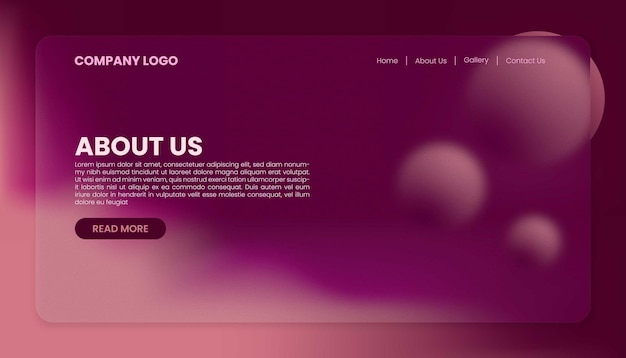 Vector purple pink peach circle mesh gradient glass texture website landing page or homepage template