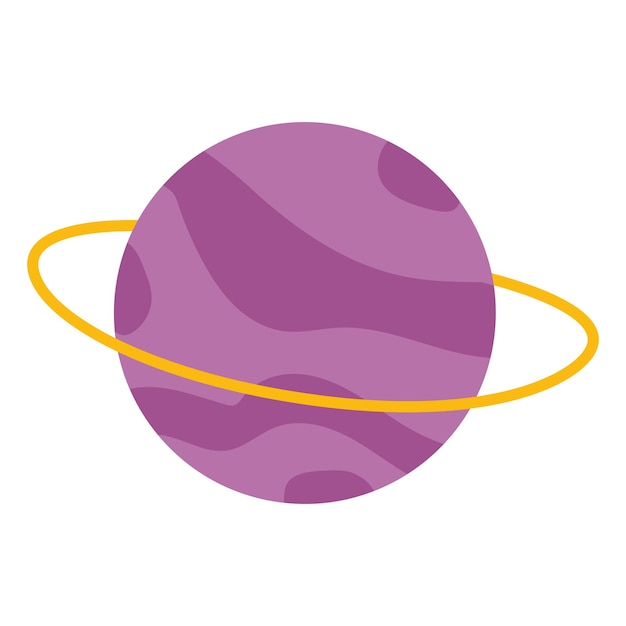 Vector purple planet with a ring on a white background vector illustration in cartoon style for children icon of the planet