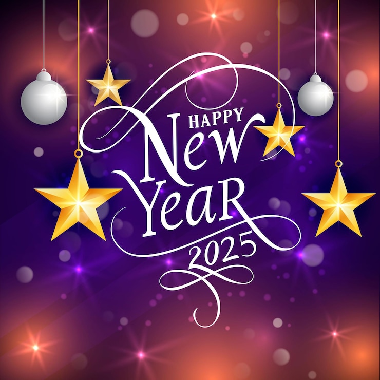 वेक्टर a purple poster with a happy new year on it