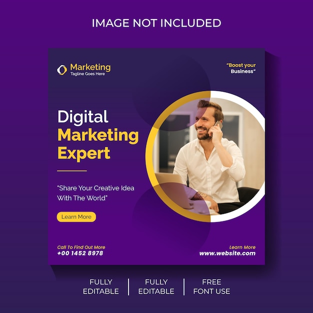A purple and purple ad for digital marketing expert