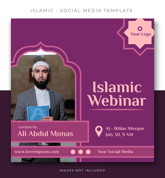 Vettore viola ramadan islamico social media post modello design evento promozione webinar vendita vettore